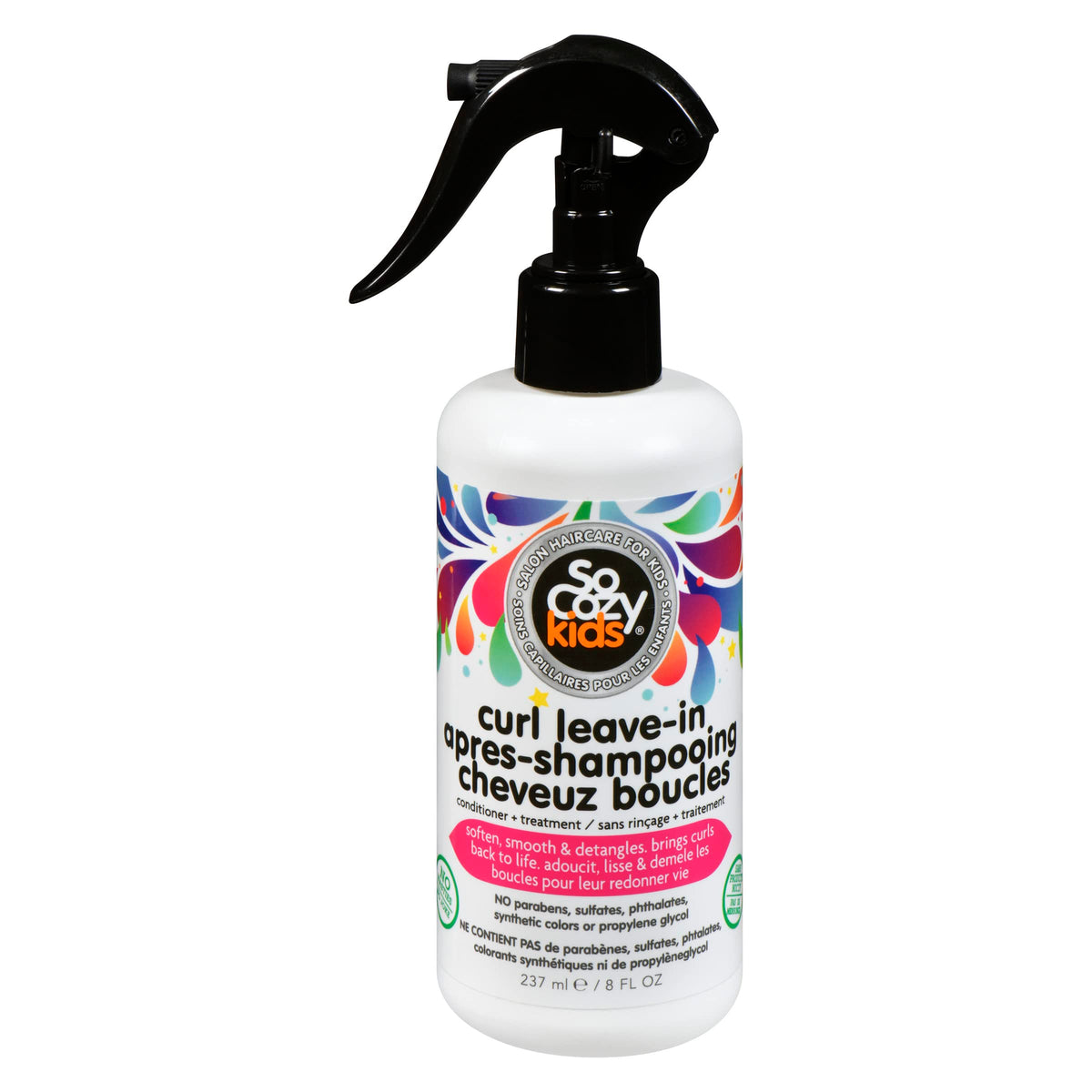 SoCozy Leave In Conditioner Spray (237ml) Paraben-Free Detangler for Kids' Curly Hair, Deep Conditioner & Tangle-Free Curls, Gentle & Nourishing with Keratin, Vitamin B5, Olive Oil & Jojoba Oil