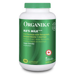 Organika Canadian-Made Ma's Milk- Supports Breast Milk Production- Contains Blessed Thistle, Fenugreek, and Moringa- 120 vcaps