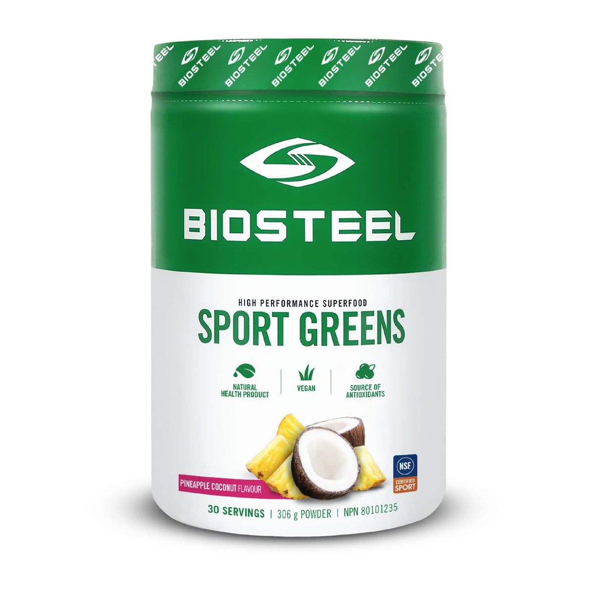 BioSteel Sport Greens Vegan Superfood Powder, Stevia Sweetened, High Antioxidants, Pineapple Coconut, 306 Gram