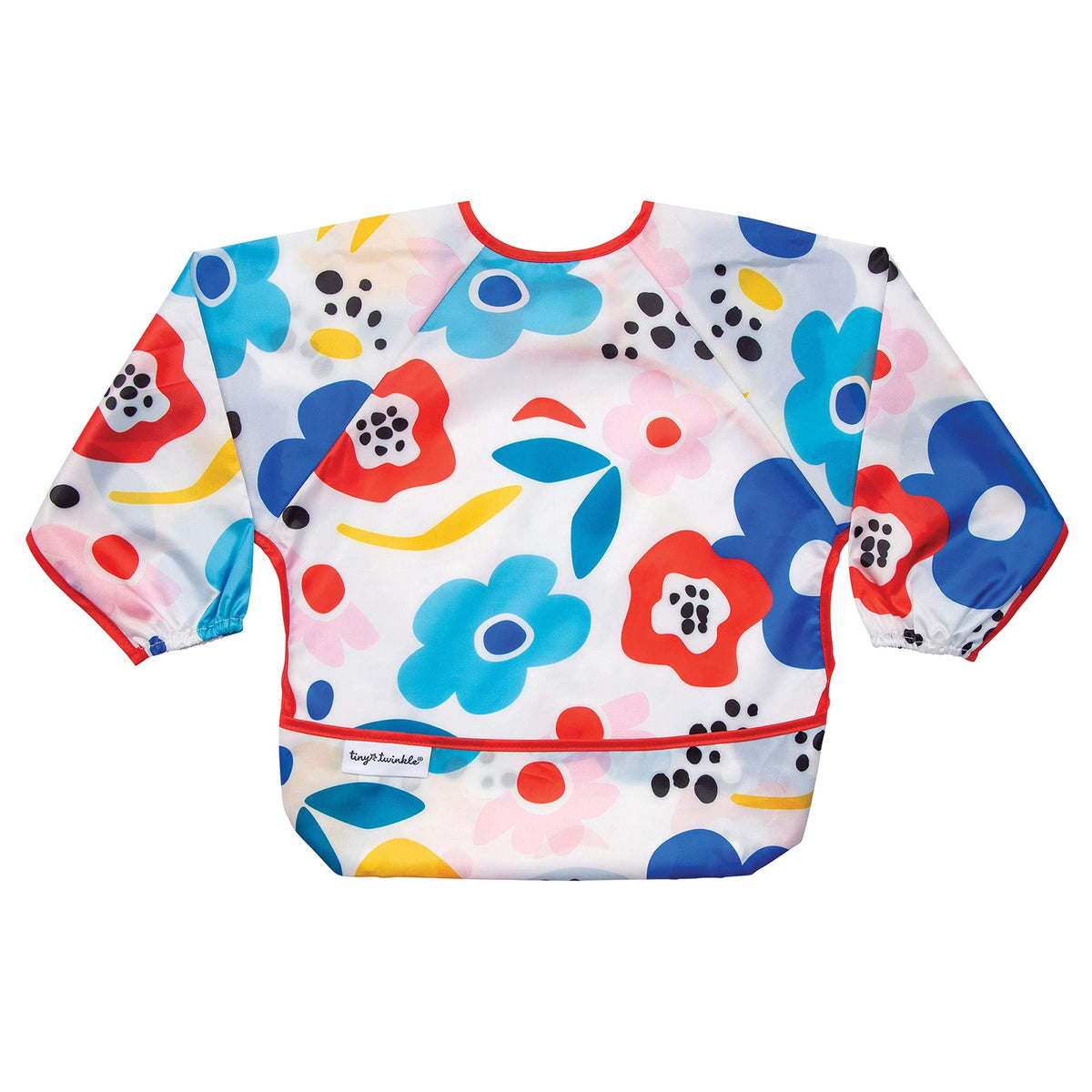 Tiny Twinkle Mess Proof Baby Bib, Long Sleeve Bib Outfit, Waterproof Bibs for Toddlers, Machine Washable, Tug Proof Modern Floral 6-24M