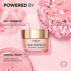 L’Oréal Paris Day Face Moisturizer Cream, Age Perfect Rosy Tone, with LHA & Imperial Peony Extract, For Mature Skin Skincare, 50 ml