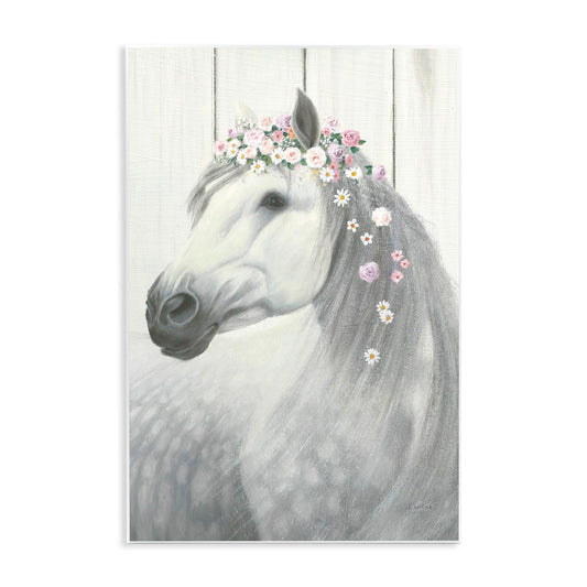Stupell Industries aap-122_wd_10x15 Spirit Stallion Horse with Flower Crown Wall Plaque Art