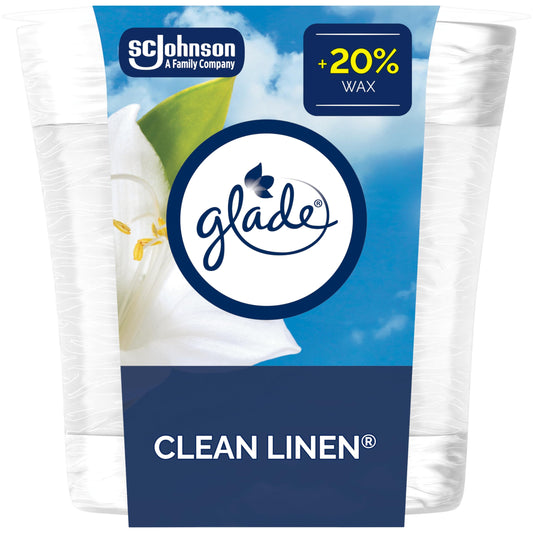 Glade Scented Candle, Clean Linen, 1-Wick Candle, Air Freshener Infused with Essential Oils for Home Fragrance, 1 Count