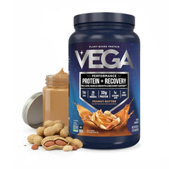 Vega Protein + Recovery, Peanut Butter – 30g Vegan Protein, Dairy & Gluten Free, Probiotics, NSF Certified, 814 g (19 Servings)