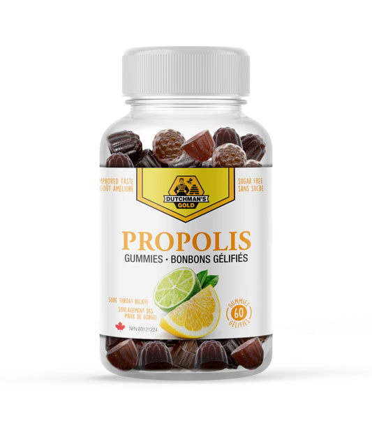 Dutchman's Gold Propolis Gummy Supplement - 60 Immune Support Gummies - Pure Extract w/Natural Bee Product - Adults & Kids Vitamins- Soothing Sore Throat Relief & Cold Remedy - Powerful Antioxidants