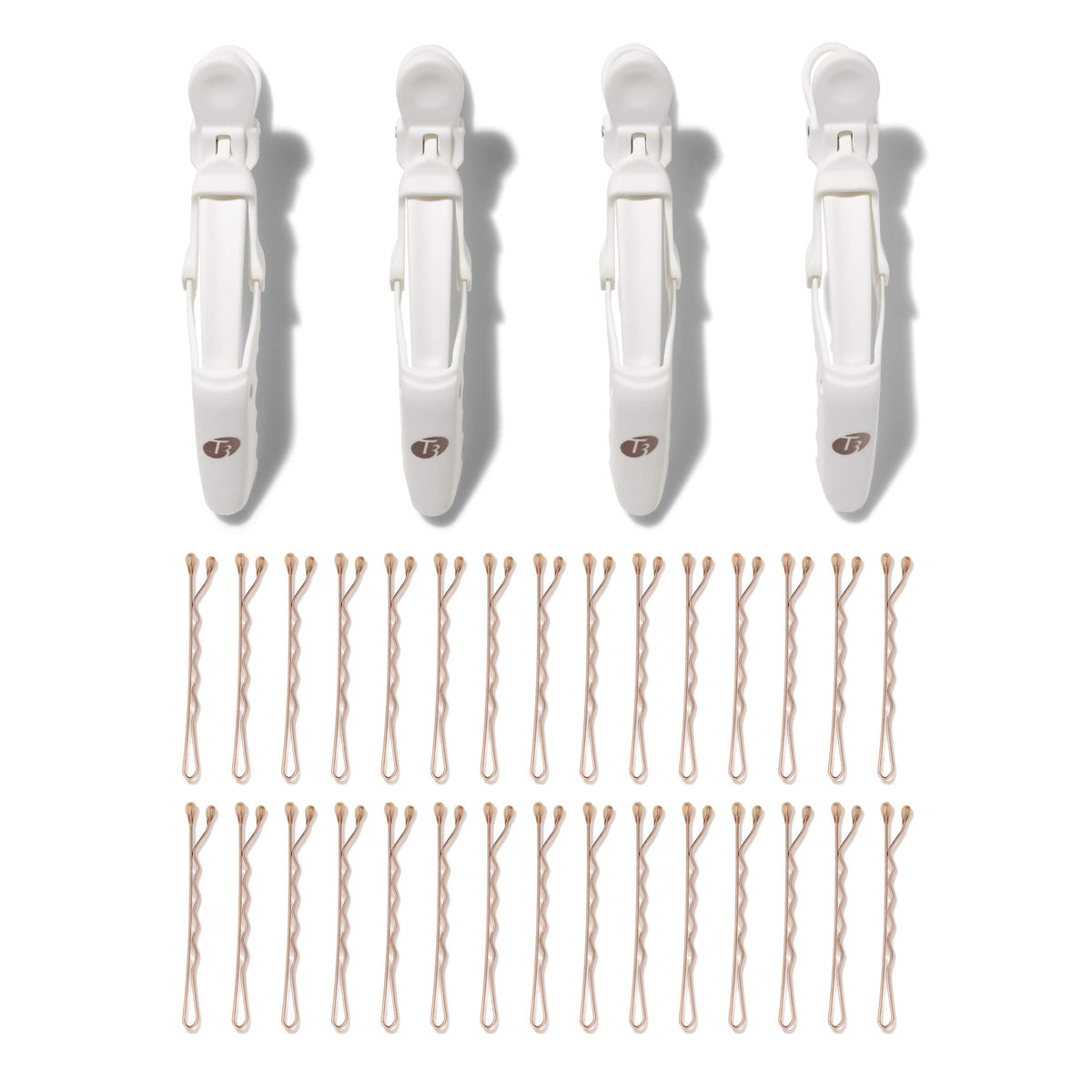 T3 - Clip Kit with 4 Alligator Clips and 30 Rose Gold Bobby Pins