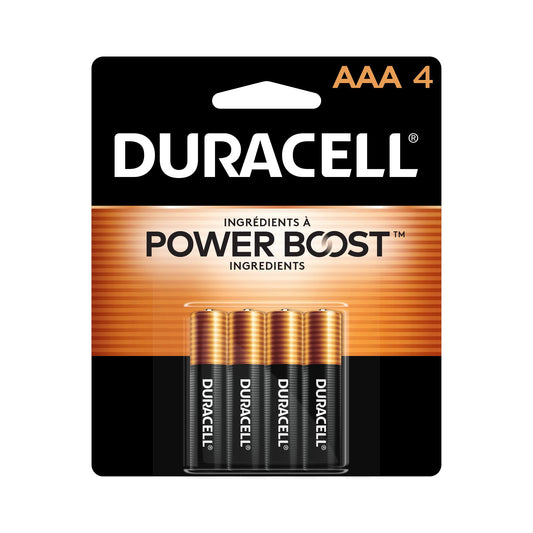 Duracell Coppertop AAA Batteries with Power Boost Ingredients, 4 Count Pack (Pack of 1), Triple A Battery with Long-lasting Power, Alkaline AAA Battery for Household and Office Devices