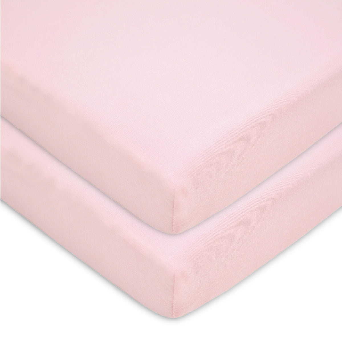 American Baby Company 100% Natural Cotton Value Jersey Knit Fitted Portable/Mini-Crib Sheet, Pink, Soft Breathable, for Girls, Pack of 2