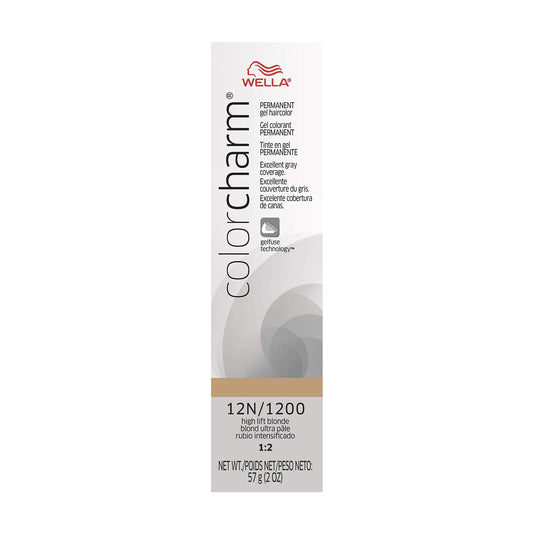 COLORCHARM Permanent Gel| Hair Color for Gray Coverage| 12N High Lift Blonde| 2 Fl oz.