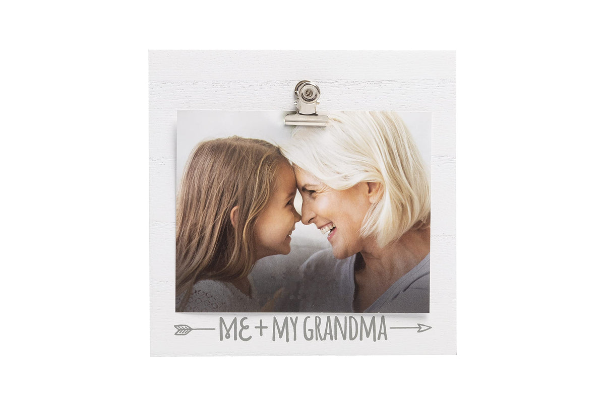 Little Pear Me And My Grandma Photo Clip Frame, Wall And Tabletop Picture Frame, Baby Keepsake, Distressed White