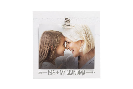 Little Pear Me And My Grandma Photo Clip Frame, Wall And Tabletop Picture Frame, Baby Keepsake, Distressed White