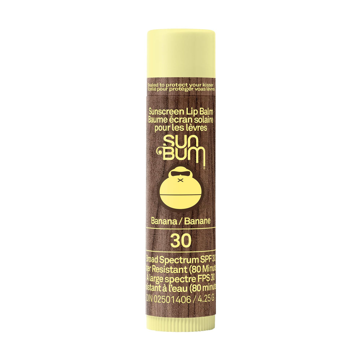 Sun Bum Lip Balm, Banana, SPF 30, 1 Count, Broad Spectrum UVA/UVB Protection, Hypoallergenic, Paraben Free, Gluten Free, Vegan