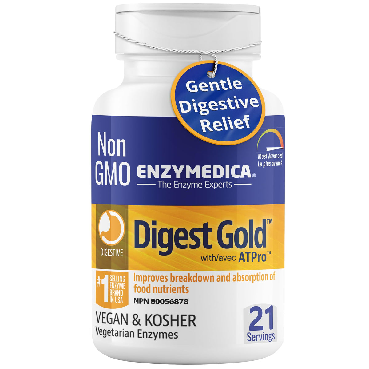 Enzymedica - Digest Gold with ATPro, 21 Vegan Capsules 21-Day Supply - Digestive Enzyme Blend, Support Comfortable Digestion, Reduce Occasional Bloating, Enhance Nutrient Breakdown, Dairy-Free