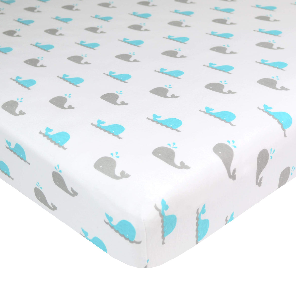 American Baby Company Printed 100% Natural Cotton Value Jersey Knit Fitted Bassinet Sheet, Aqua Whale, Soft Breathable, for Boys and Girls