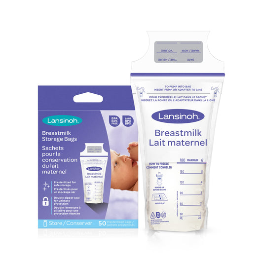 Lansinoh Breastmilk Storage Bags, 50 Count, Baby Essentials, Fast Freeze & Thaw Breast Milk Bags for Baby Bottle Feeding, Superior Strength & Stretch, 6 Ounce