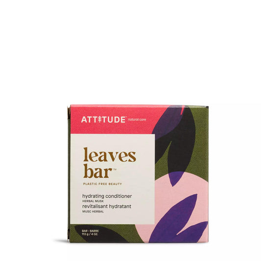 ATTITUDE Hydrating Conditioner Bar, Made in Canada, Natural Origin, Ideal for Dry, Damaged Hair, Castor Oil & Shea Butter, Vegan, Herbal Musk, 113 g