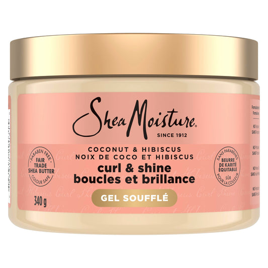 SheaMoisture Curling Gel Soufflé Leave-in Conditioner for thick, curly hair Coconut & Hibiscus moisturizes and defines curls 340g