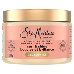 SheaMoisture Curling Gel Soufflé Leave-in Conditioner for thick, curly hair Coconut & Hibiscus moisturizes and defines curls 340g