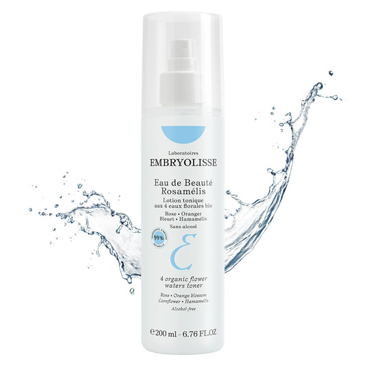 Embryolisse Eau de Beauté Rosamelis - 4 Organic Flowers Water Toner, Rose, Orange Blossom, Cornflower & Witch Hazel - All Skin Types - Alcohol-Free - 200ml