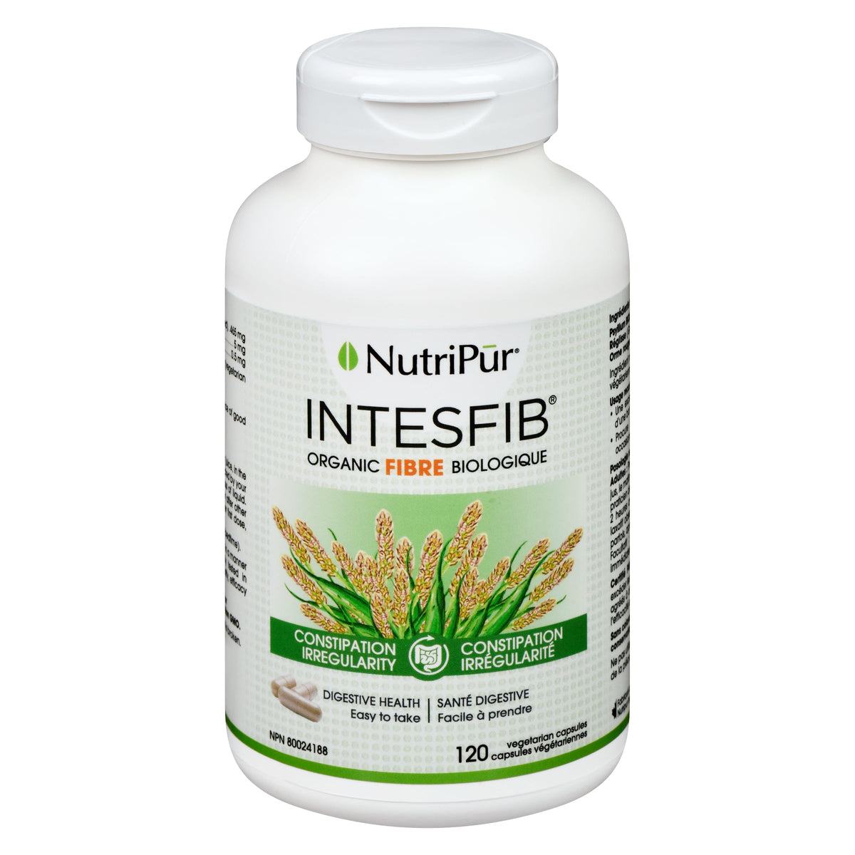 Nutripur IntesFib Organic Psyllium Fibre, 120 vegetarian capsules