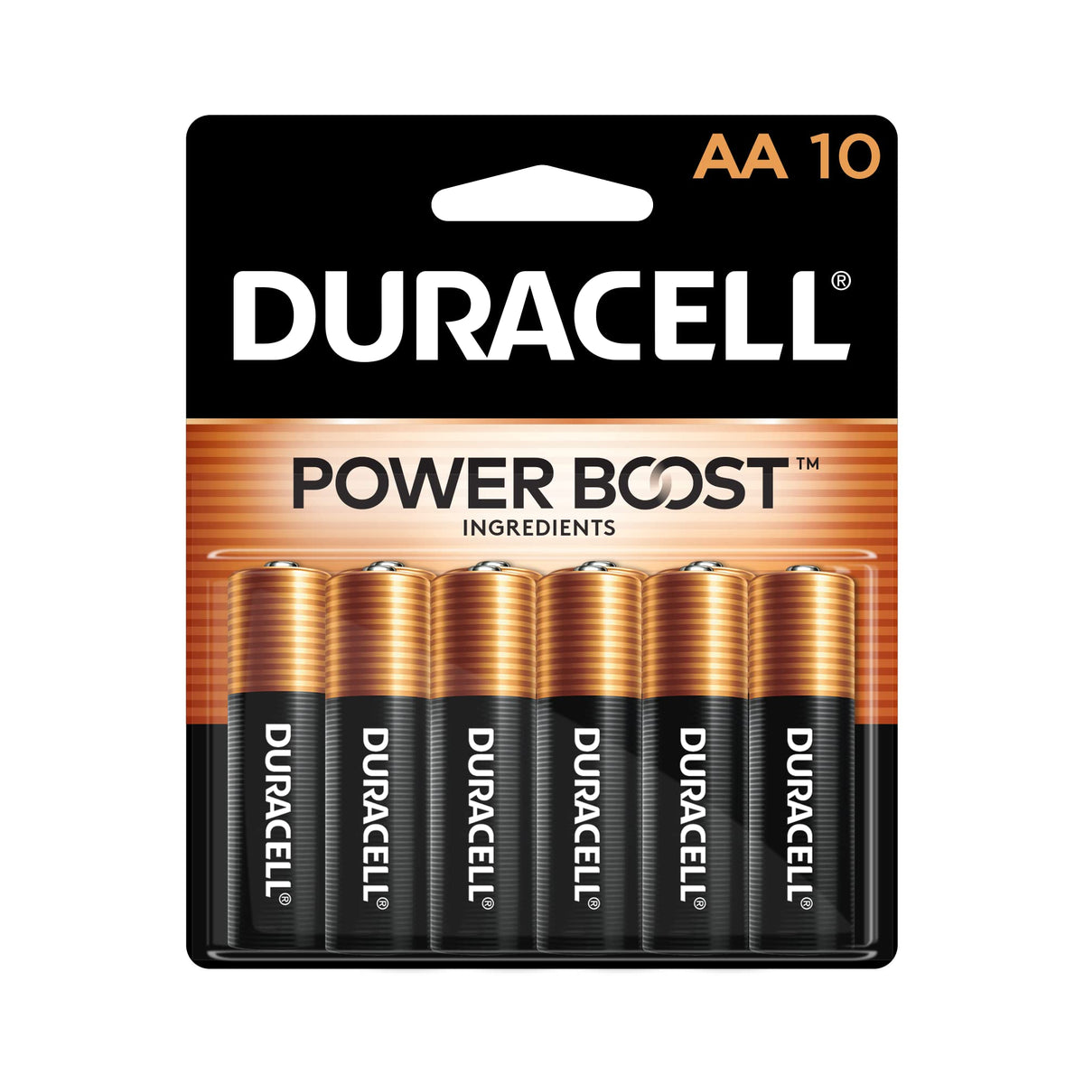 Duracell Coppertop AA Batteries with Power Boost Ingredients, 10 Count (Pack of 1), Double A Battery with Long-lasting Power, Alkaline AA Battery for Household and Office Devices