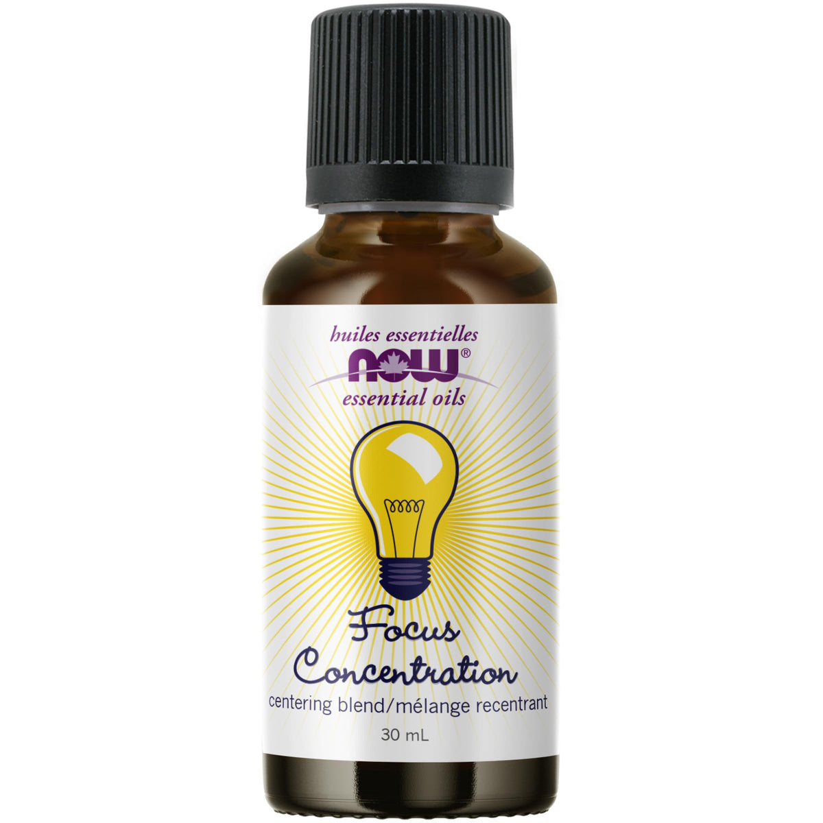NOW Essential Oils, Mental Focus Oil Blend, Centering Aromatherapy Scent, Blend of Pure Essential Oils, Vegan, Child Resistant Cap, 30mL