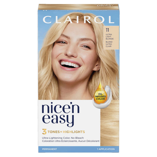 Clairol Nice'n Easy Permanent Hair Dye, 11 Ultra Light Blonde Hair Color, 1 Count
