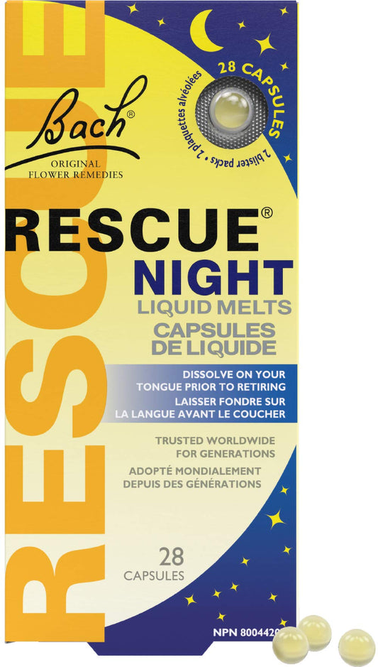 Rescue Remedy Bach RESCUE NIGHT Liquid Melts, Natural Orange Vanilla Flavour, Natural Flower Essence, Quick-Dissolve, Gluten and Sugar-Free, Non-Alcohol, 28 Count (Pack of 1)