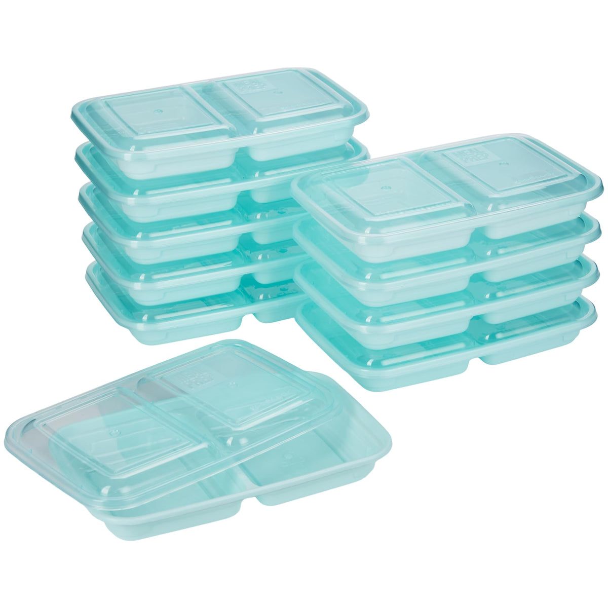 GoodCook 2-Compartment Food Storage Container Set with Snap-Shut Lids, Reusable Divided Snack Containers with Lids, Set of 10, Blue