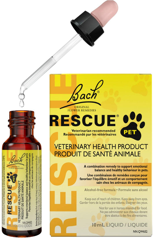 Bach RESCUE PET Dropper 10mL, For Dogs, Cats, and Pet Horses, Natural Flower Essence, Thunder, Fireworks and Travel