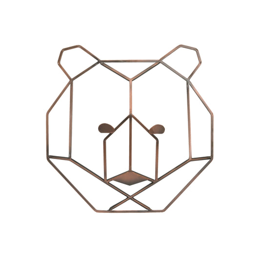 NoJo Mountain Patchwork Metallic Copper Wire Shaped Bear Head Wall Art