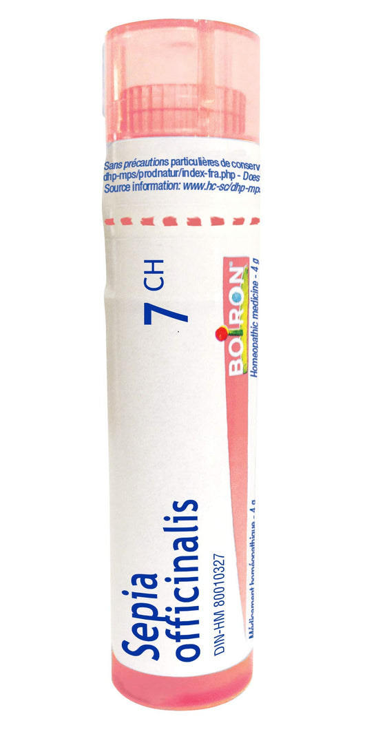 Boiron Sepia officinalis 7ch,Homeopathic medicine. Each tube contains 4 g (approximately 80 pellets)