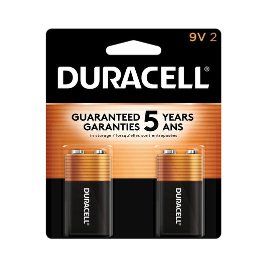 Duracell Coppertop 9V Battery, 2 Count (Pack of 1), Long-lasting All-Purpose Alkaline 9V Batteries for Household and Office Devices