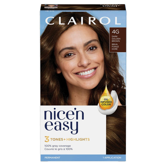 Clairol Nice'n Easy Permanent Hair Dye, 4G Dark Golden Brown Hair Color, 1 Count