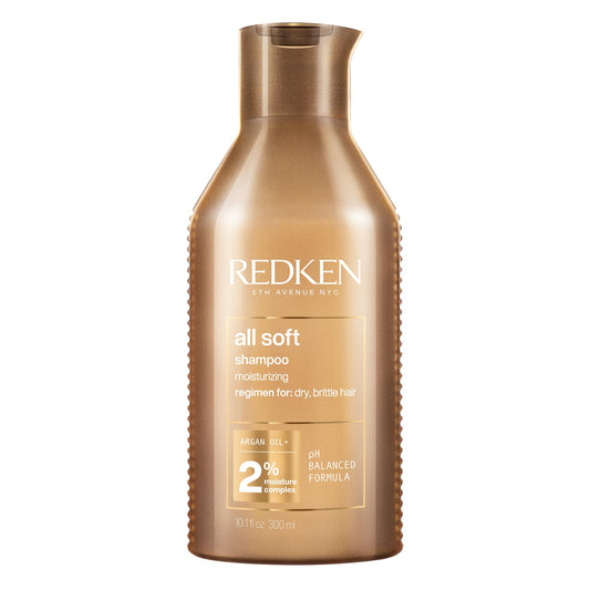 Redken All Soft Shampoo, For Dry/Brittle Hair, Moisturizes & Provides Intense Softness and Shine, With Argan Oil