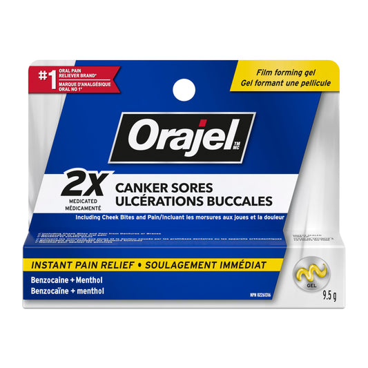 Orajel for Mouth Sores & Cankers Gel with Benzocaine, From the Leading Oral Pain Relief Brand for Adults, 9.5g