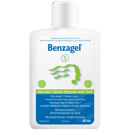 Benzagel 5% Benzoyl Peroxide Acne Wash for Acne Treatment, 85 Milliliters