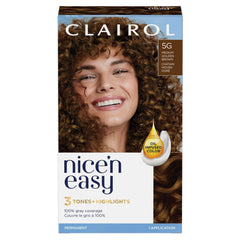 Clairol Nice'n Easy Permanent Hair Dye, 5G Medium Golden Brown Hair Color, Pack of 1