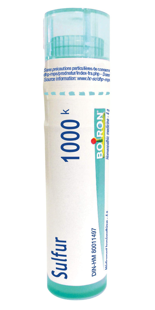 Boiron Sulfur 1m,Homeopathic medicine. Each tube contains 4 g (approximately 80 pellets)