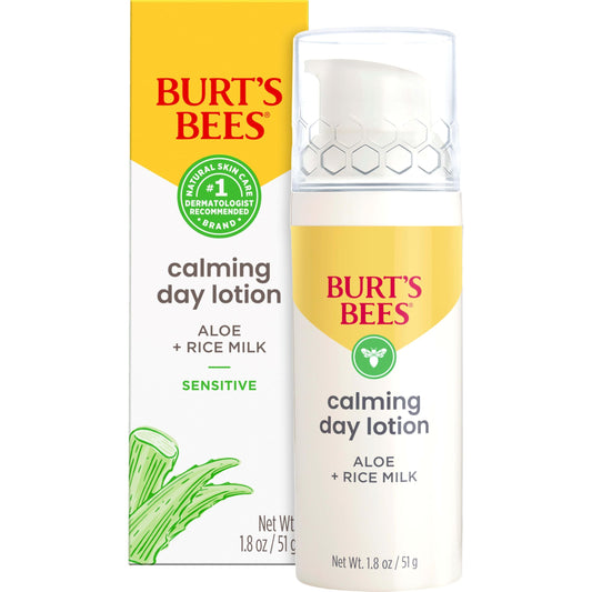 Burt's Bees Sensitive Hydrating Gentle Daily Face Cream Moisturizer Face Lotion for Sensitive Skin with Aloe and Rice Milk, Mother's Day Gift, 98.9% Natural Origin, Developed with Dermatologists, 51g