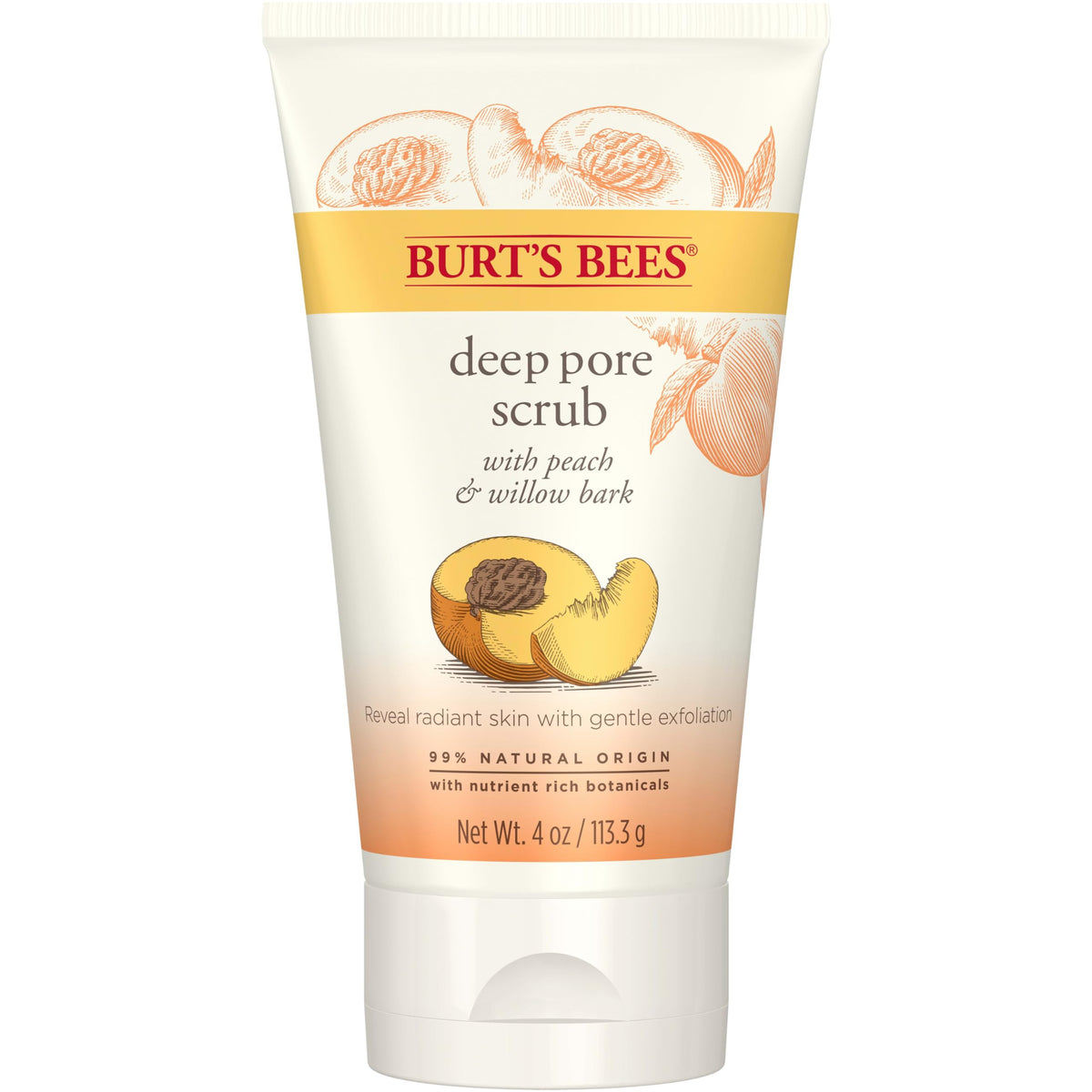 Burt's Bees Peach and Willowbark Deep Pore Scrub, 113.3g