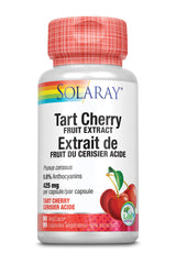 SOLARAY – Tart Cherry Fruit Extract, 425mg | Herbal Support | Prunus Cerasus, 0.8% Anthocyanins | Dietary Supplement | Non-GMO, Vegan, Lab Verified | 90 Vegetarian Capsules