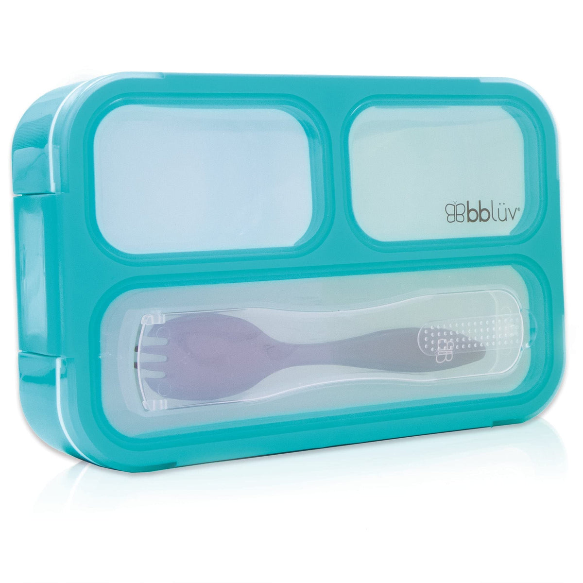 bblüv - Bentö - Small Sealed Lunchbox with Spork, Kids Leak-Proof, On-the-Go Meal, Snack Packing, BPA Free - For Kids (Aqua)
