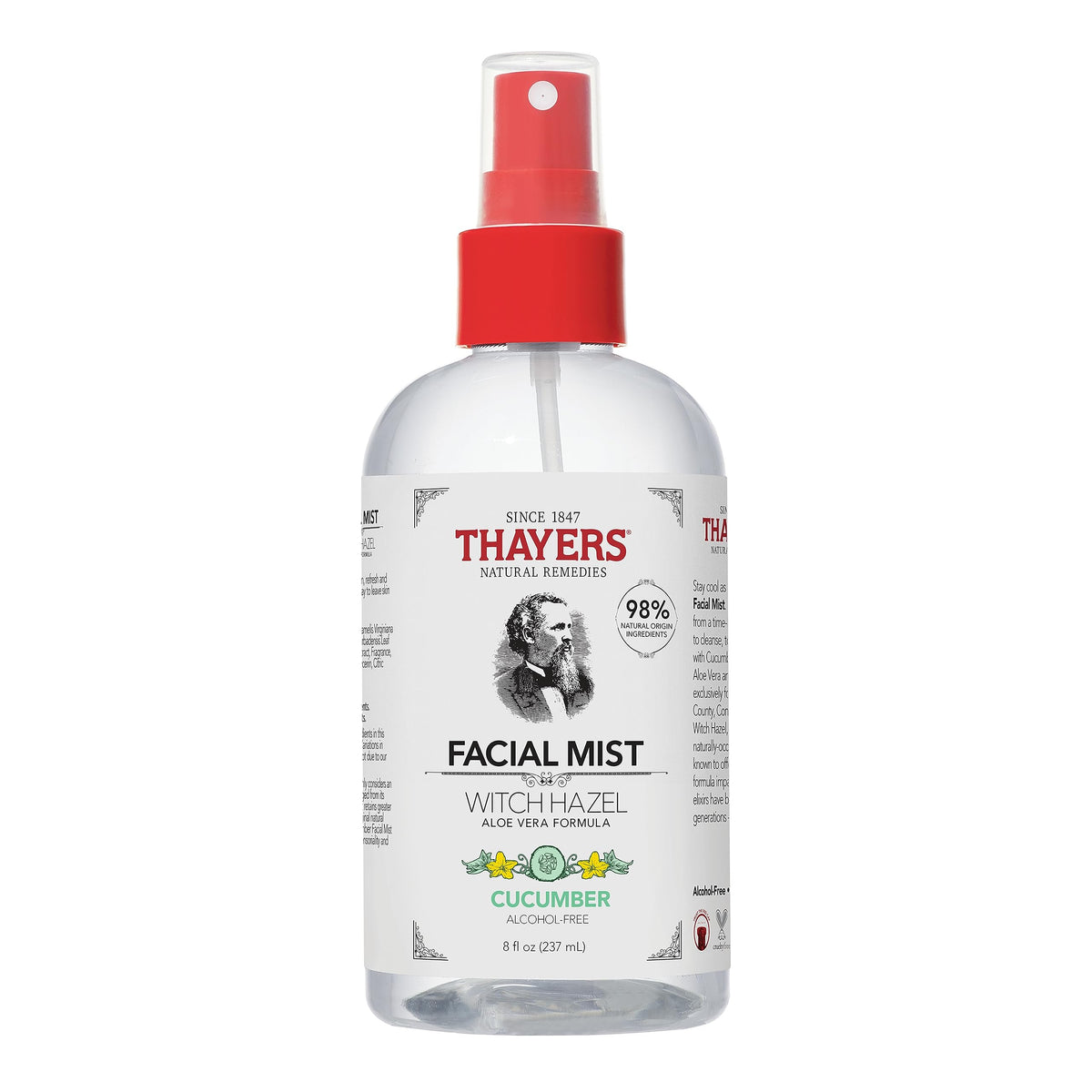Thayers Alcohol-Free Witch Hazel Facial Mist Toner with Aloe Vera, Cucumber, Soothing and Hydrating, For All Skin Types, 8 oz