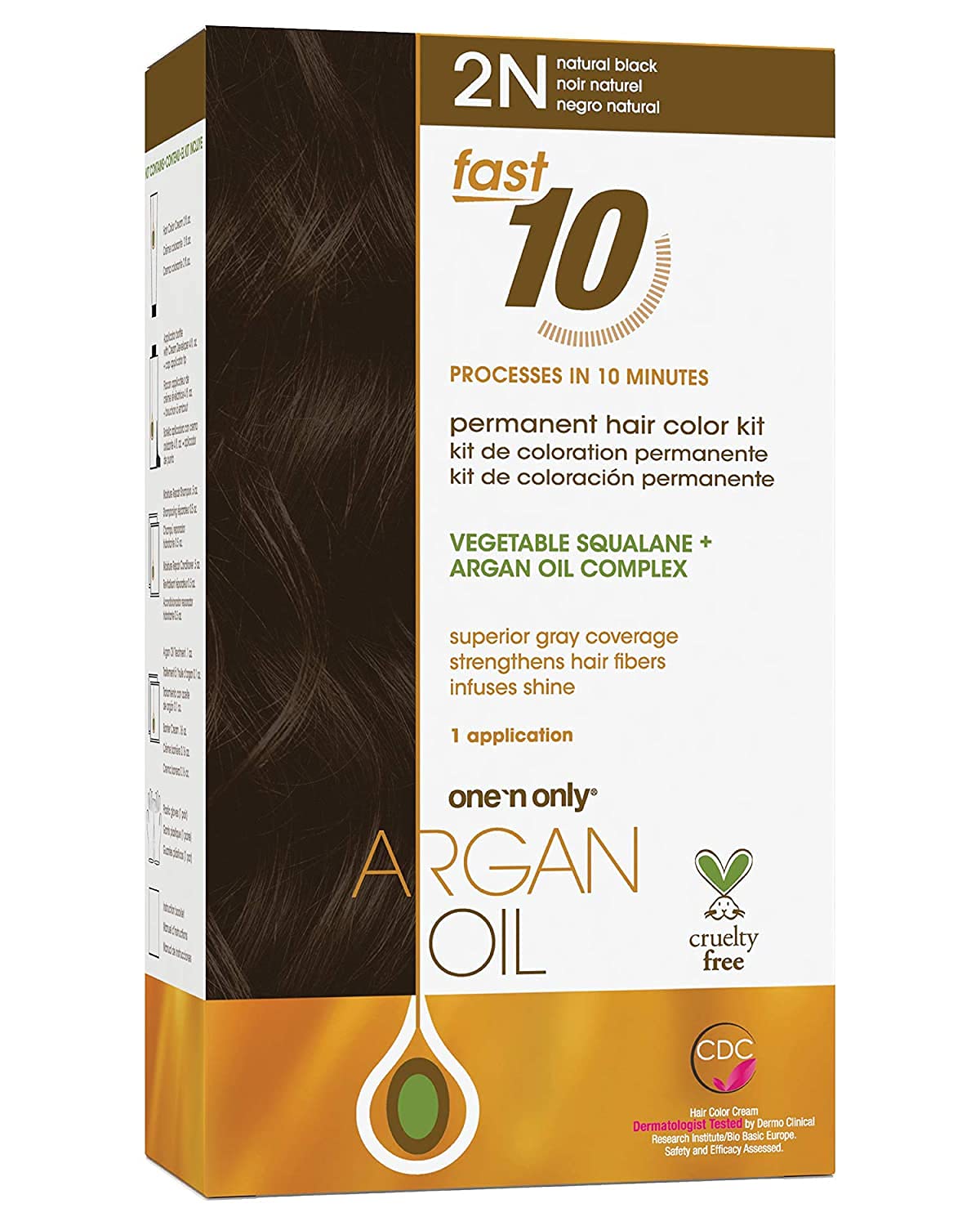 One n Only Argan Oil Fast 10 Permanent Hair Color Kit - 2N Natural Black Hair Color Unisex 1 Pc