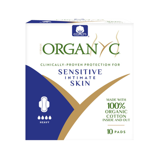 Organyc 100% Certified Organic Cotton Inside and Out Feminine Pads, Heavy Flow, 10 Count