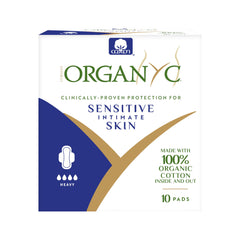 Organyc 100% Certified Organic Cotton Inside and Out Feminine Pads, Heavy Flow, 10 Count