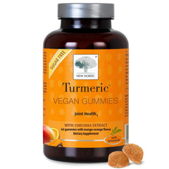 New Nordic Turmeric Vegan Gummies, 60 Chews, 60-Day Supply, Sugar-Free, Mango Orange Flavor, Joint Support for Mobility & Active Comfort, Curcumin Antioxidant