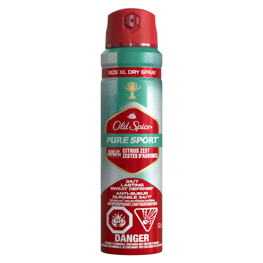 Old Spice Men's Antiperspirant & Deodorant Invisible Dry Spray Pure Sport Plus, 122g