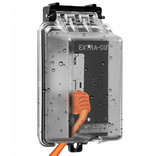 ENERLITES Extra-Duty in-Use Weatherproof Outdoor Decorator GFCI Receptacle Outlets, 1-Gang 6.1” H x 3.4” W x 2.8” D, IUC1V-D, Clear Cover